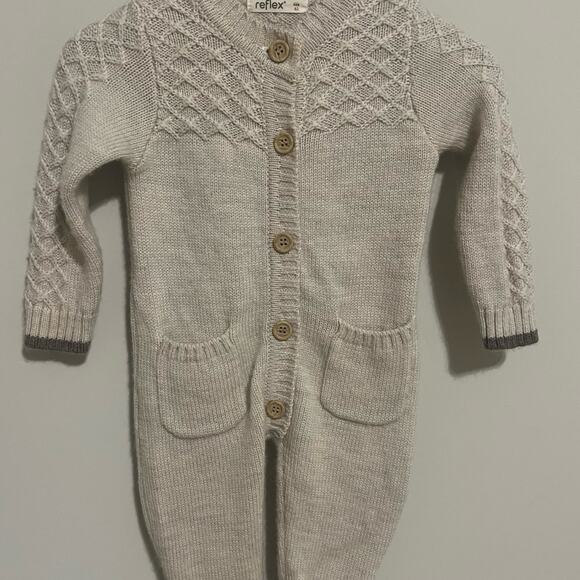 Reflex wool baby button down onesie - Picture 1 of 4